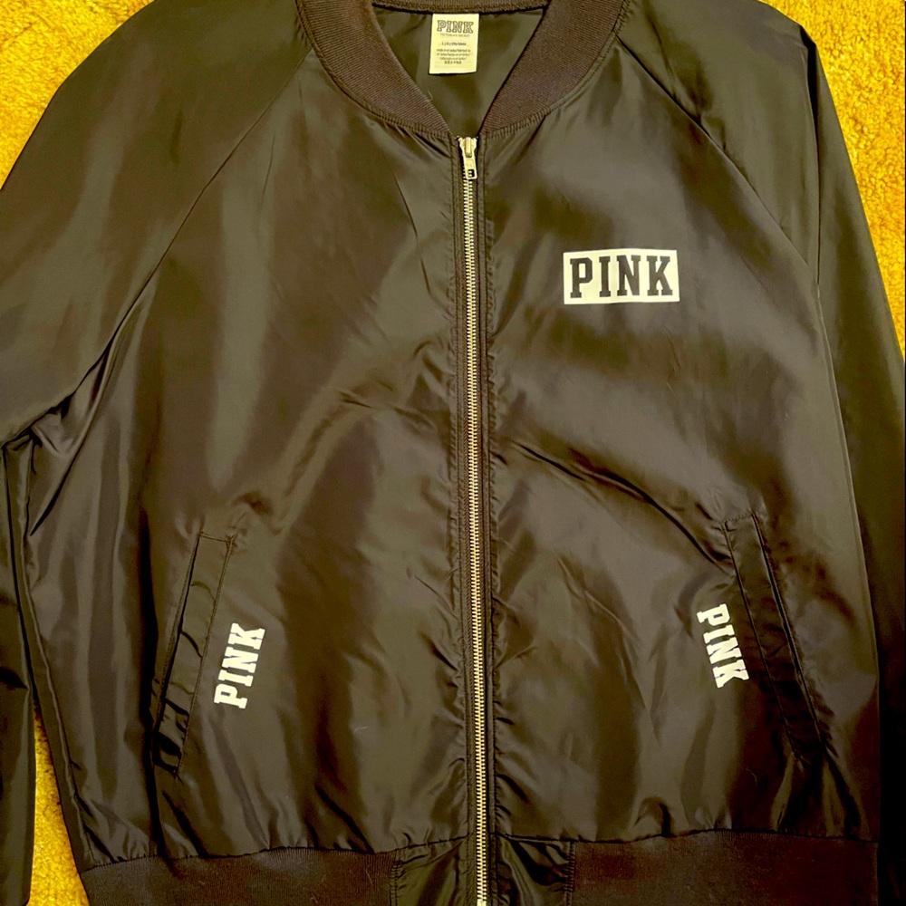 NWOT VS PINK black zip up jacket sz large